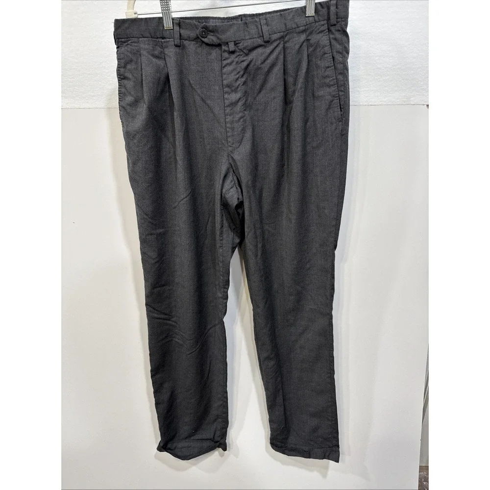 Ermenegildo Zegna 40R Dark Gray 100% Wool‎ 75L102 Pleated Mens Dress Pants